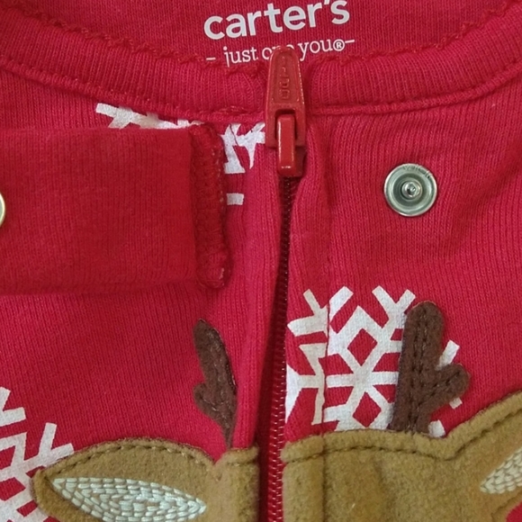 New! Carter's Toddler Girls' Snowflake Reindeer / Santa Footed Pajama Set - Picture 6 of 6